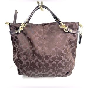 Coach Brooke 21721E Brown Shimmer Signature Jacquard Medium Satchel Bag Rare